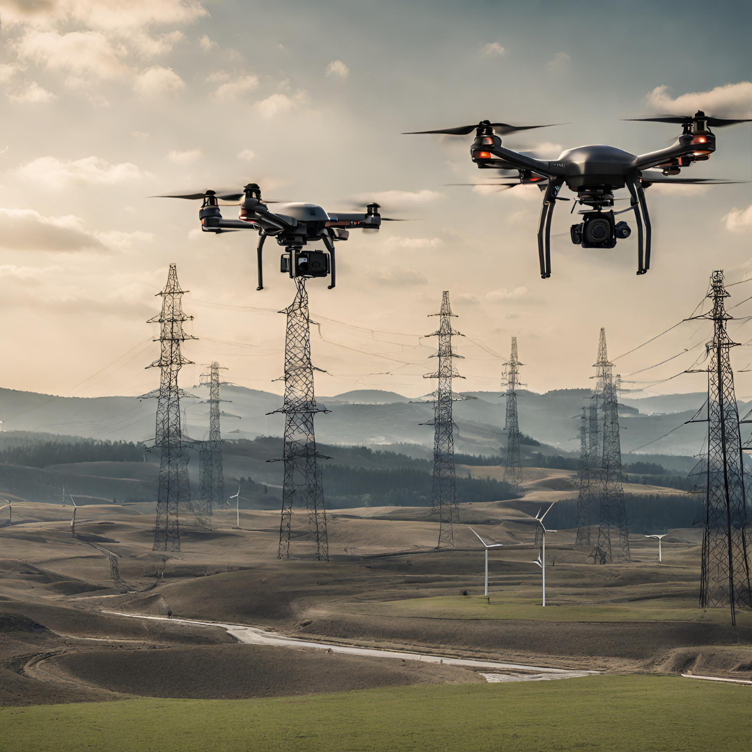 Real-time monitoring of electrical infrastructure using drones and AI algorithms.